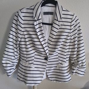 Summer coat, white and navy blue.